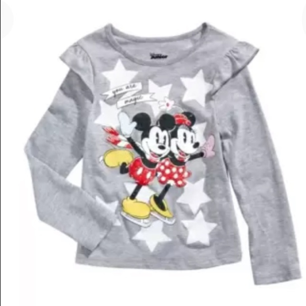 NEW Disney Mickey and Minnie Skating Girls Top, Size 4, Gray